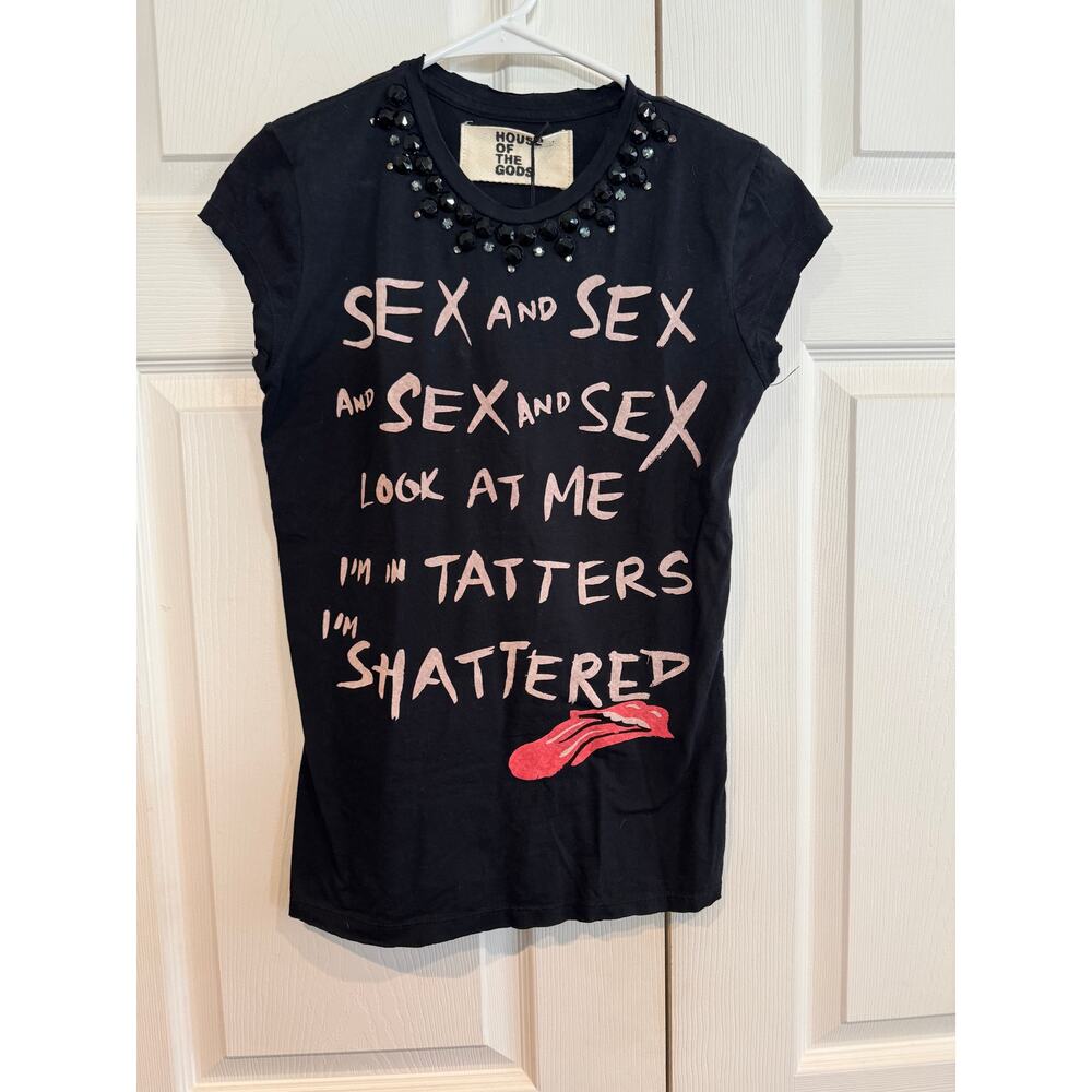 NEW Rare House of the Gods Rolling Stones Embellished Rocker Shirt